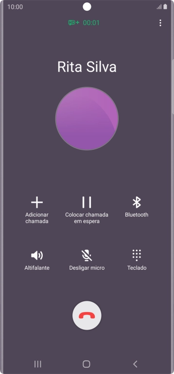 Prima o ícone para terminar a chamada.