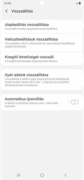 Válaszd a Gyári adatok visszaállítása lehetőséget.