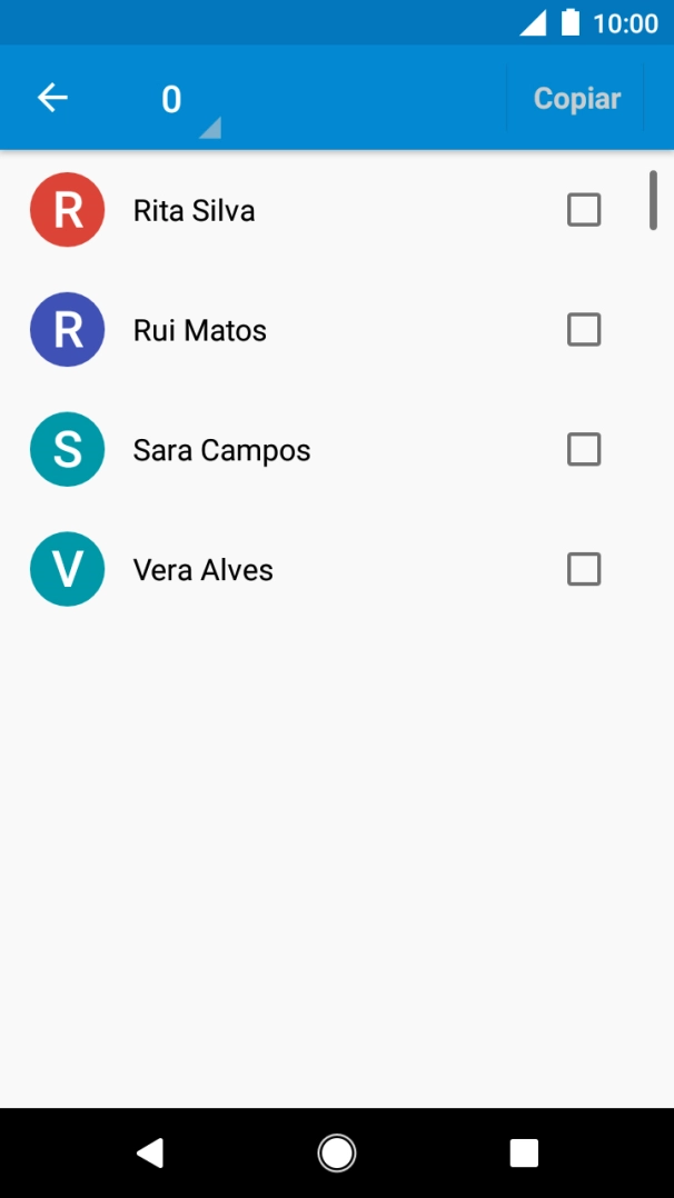 Prima a lista suspensa.