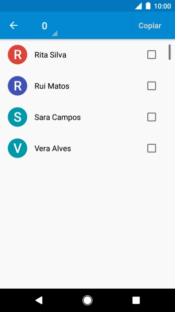 Prima a lista suspensa.