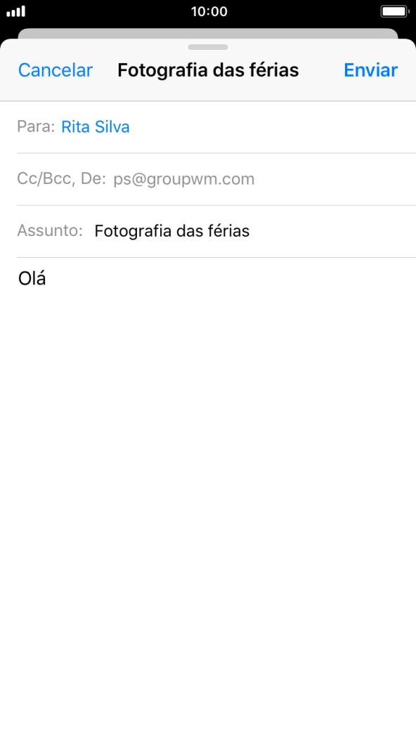 Mantenha premido o campo de escrita até aparecer um menu no ecrã.