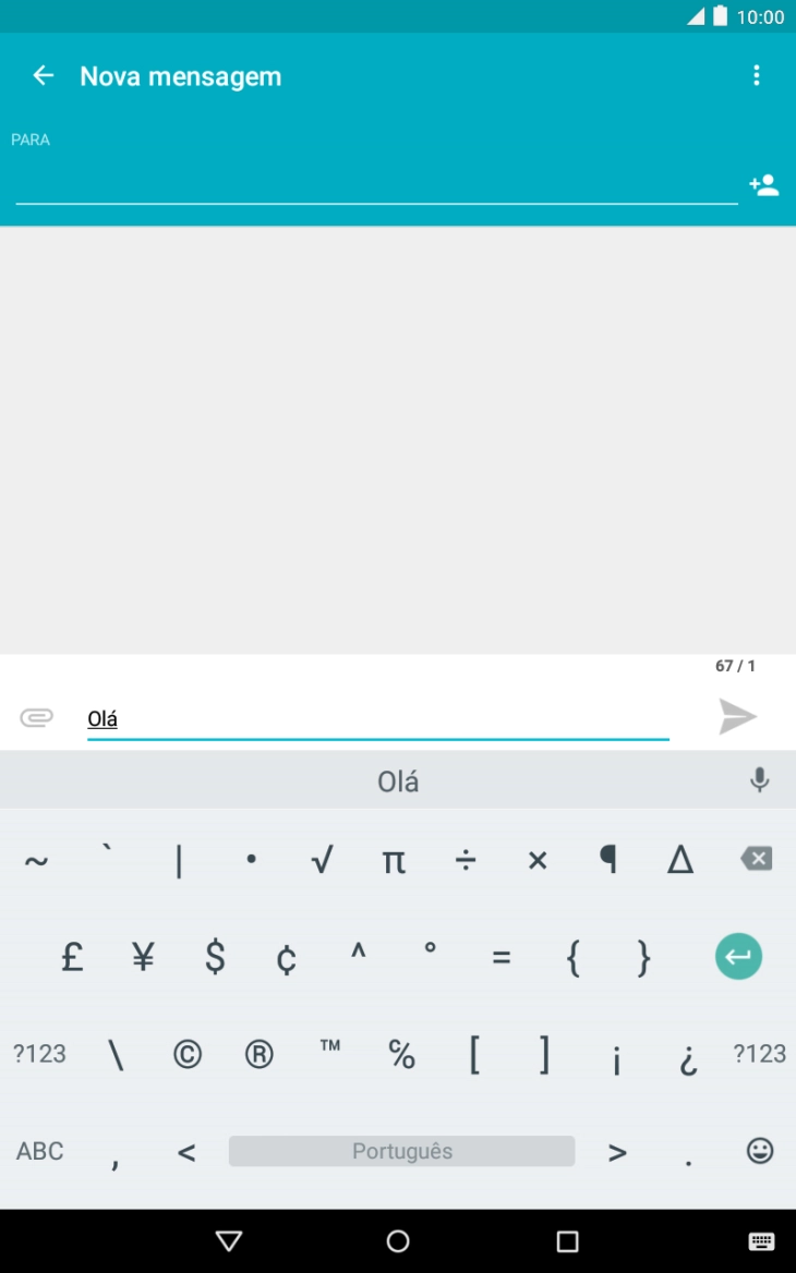 Prima ABC para voltar à introdução de texto.