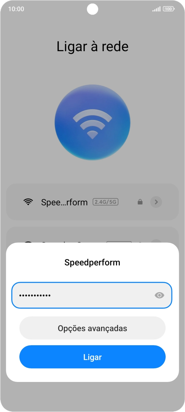 Introduza a password da rede Wi-Fi e prima Ligar.