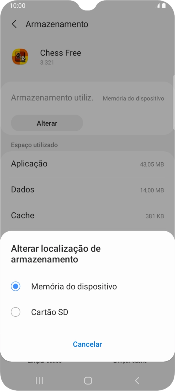 Prima o nome do cartão de memória.