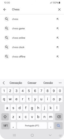 Introduza o nome ou categoria da app pretendida e prima o ícone para pesquisar.