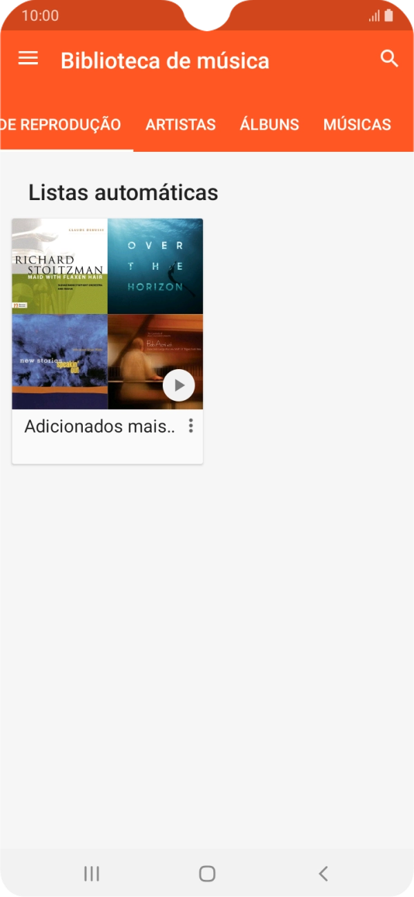 Prima a categoria pretendida e dirija-se ao ficheiro de música pretendido.