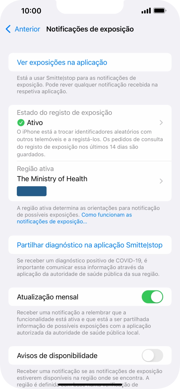 Prima Estado do registo de exposição.