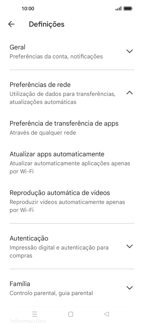 Prima Atualizar apps automaticamente.
