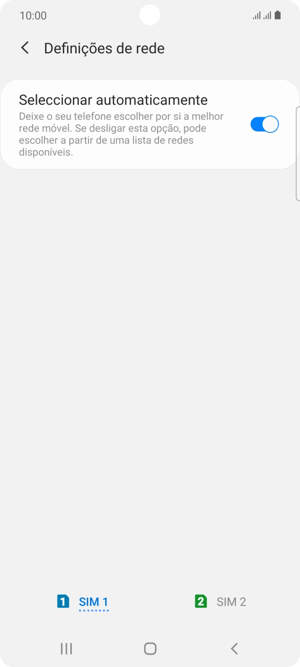 Prima o cartão SIM pretendido.