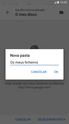 Introduza o nome pretendido para a pasta e prima OK.