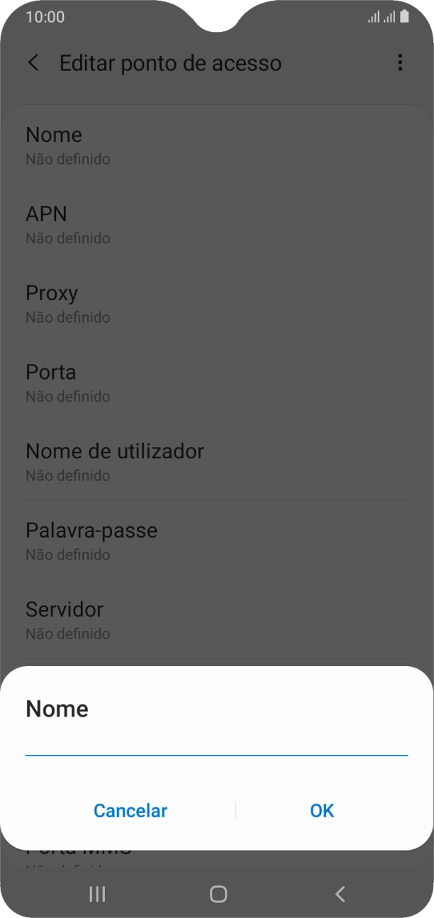 Introduza Vodafone Internet e prima OK.