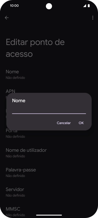 Introduza Vodafone Internet e prima OK.