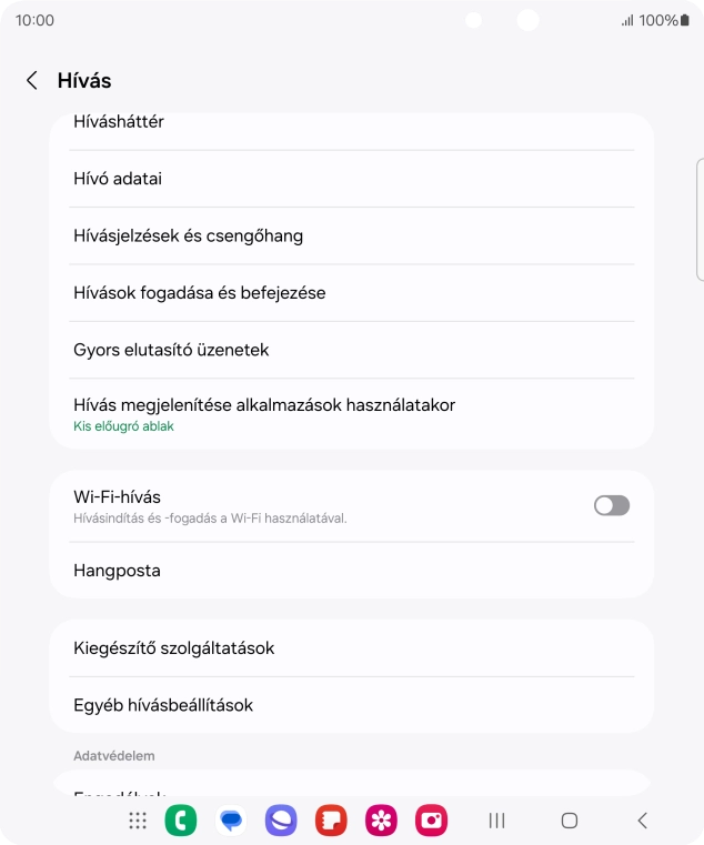 Válaszd a Kiegészítő szolgáltatások lehetőséget.