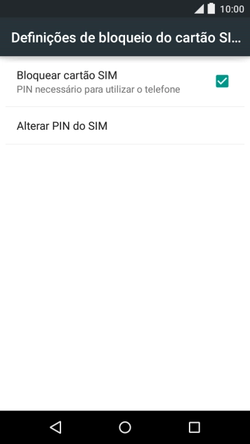 Prima Bloquear cartão SIM para ativar ou desativar a função.