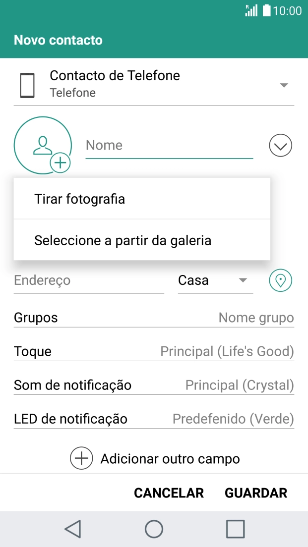 Prima Seleccione a partir da galeria.