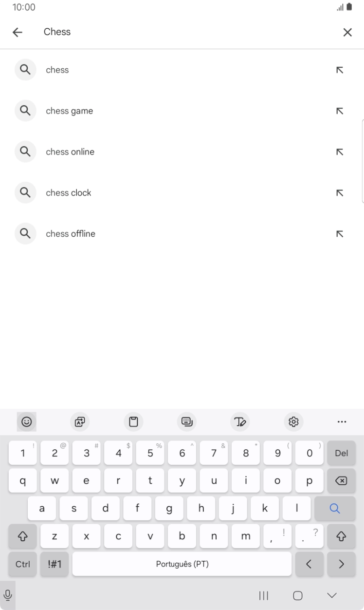 Introduza o nome ou categoria da app pretendida e prima o ícone para pesquisar.