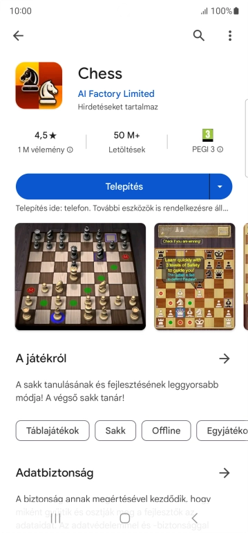Válaszd a Telepítés lehetőséget, és kövesd a képernyőn megjelenő utasításokat az alkalmazás telepítéséhez.