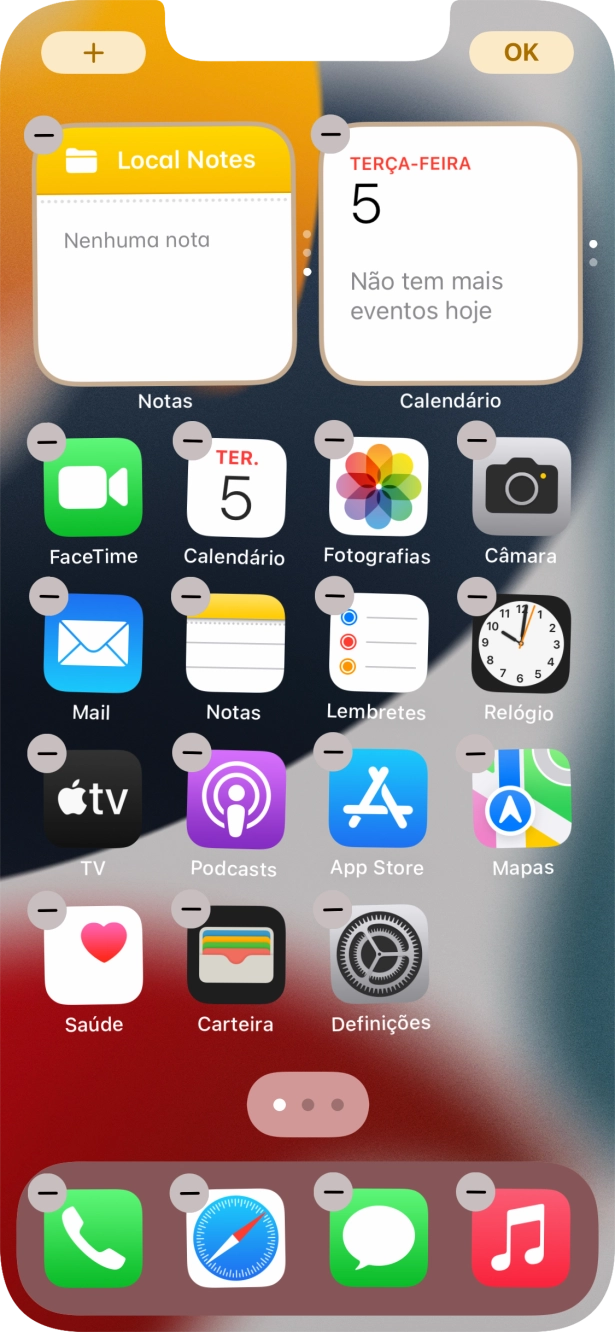Prima o ícone de páginas do ecrã inicial.