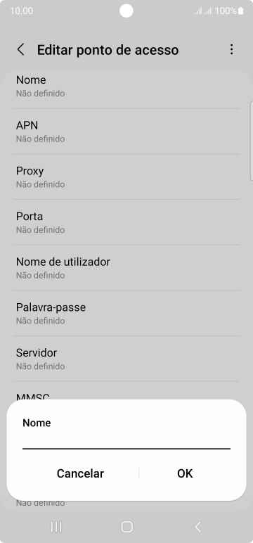 Introduza Vodafone Internet e prima OK.