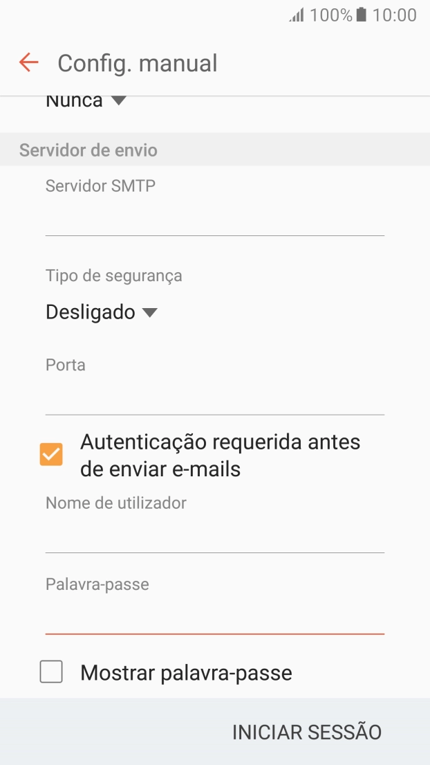 Prima INICIAR SESSÃO.