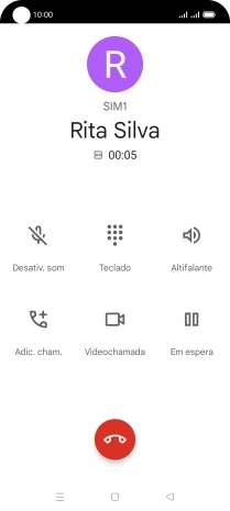 Prima o ícone para terminar a chamada.