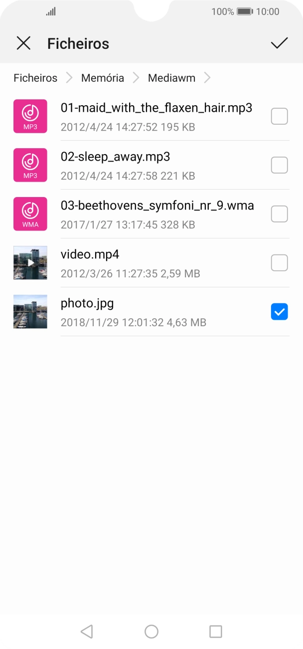 Prima o ícone para aceitar.