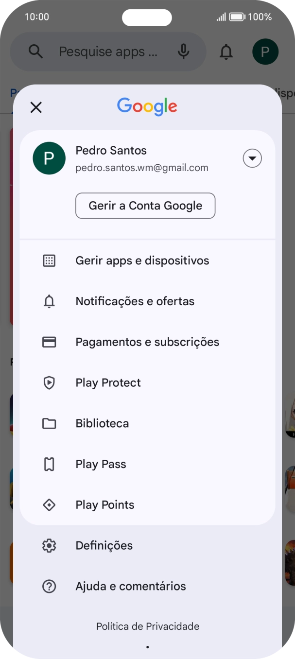 Prima Gerir apps e dispositivos.