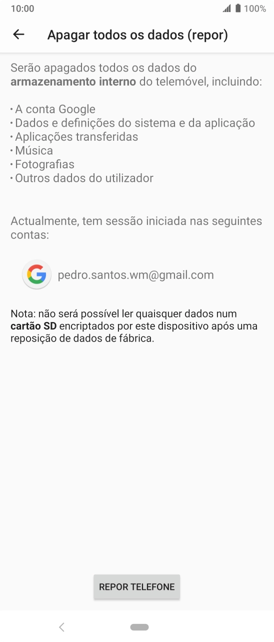 Prima REPOR TELEFONE.