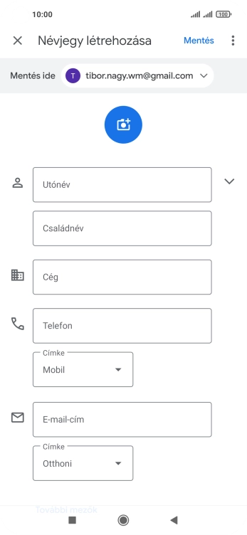 Kattints az Utónév mezőre, és írd be a kívánt utónevet.