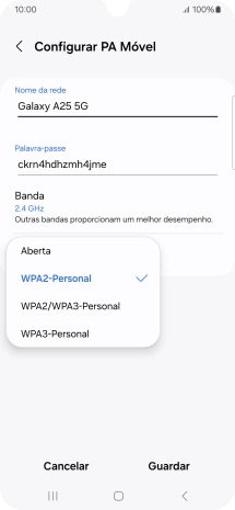 Prima WPA3-Personal para proteger o hotspot Wi-Fi com uma password.