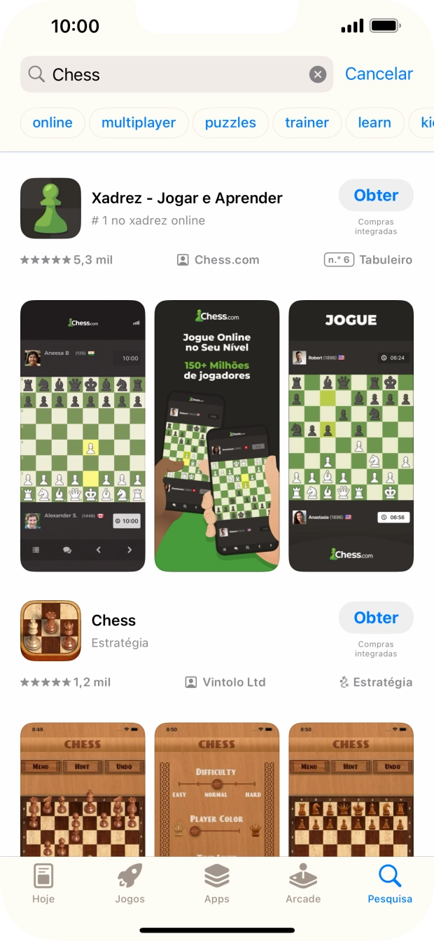 Prima a app pretendida.