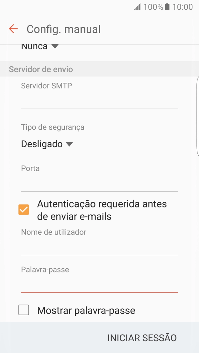 Prima INICIAR SESSÃO.