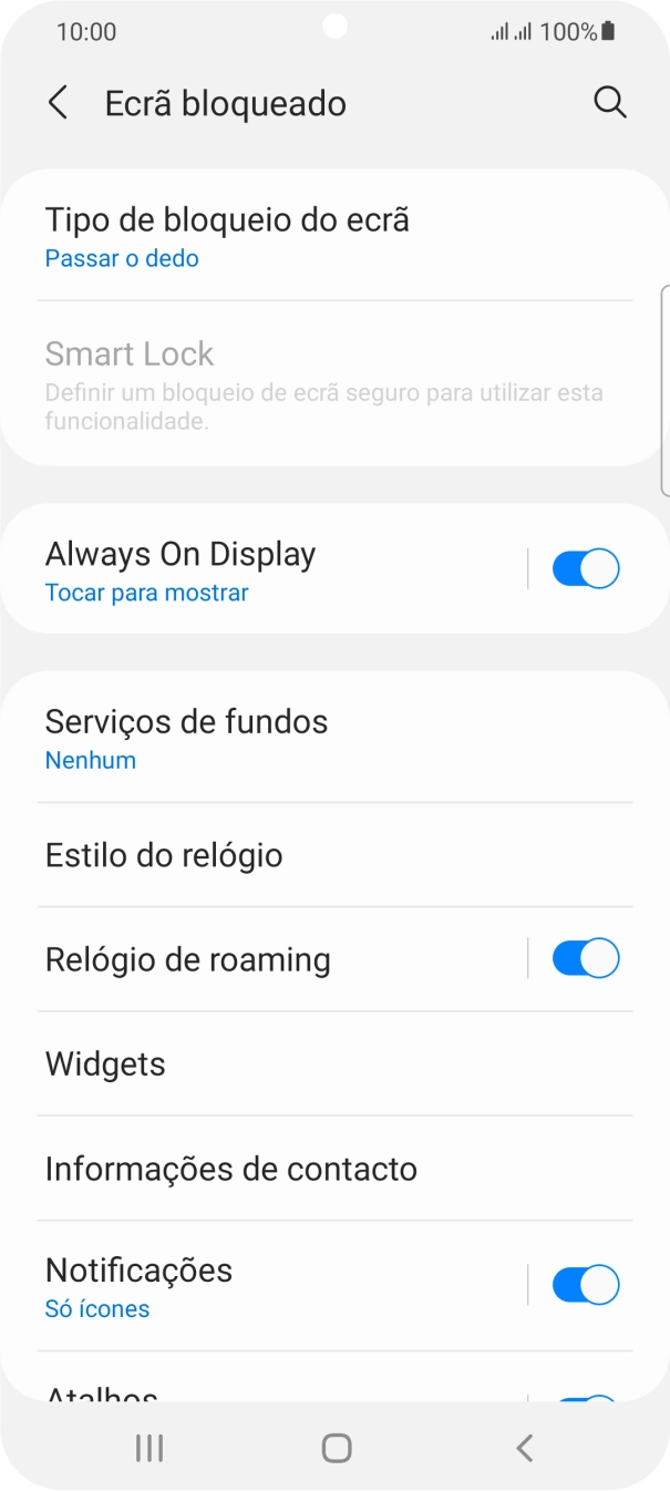 Prima Tipo de bloqueio do ecrã.