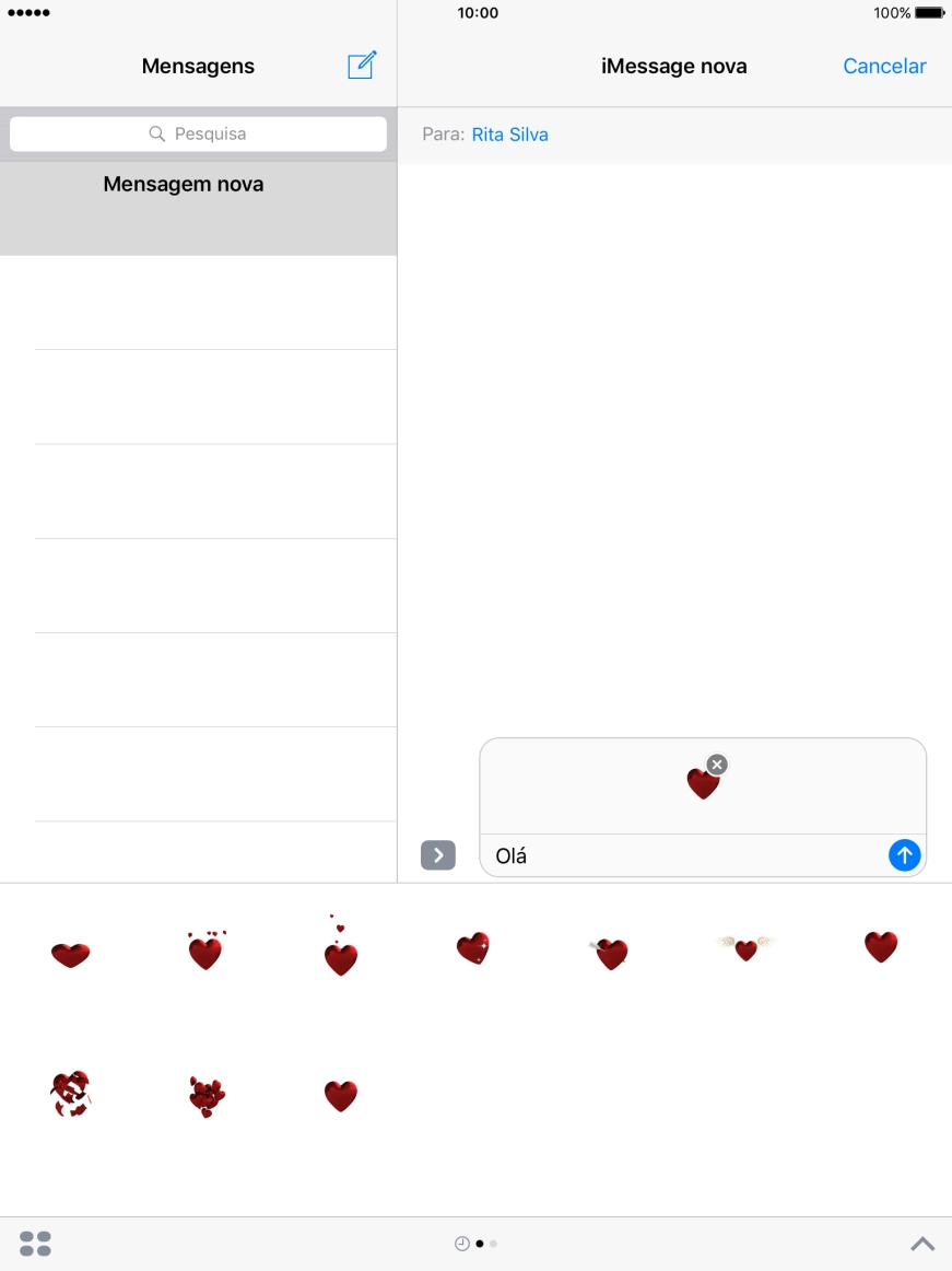 Prima o ícone para enviar quando terminar de escrever a iMessage.