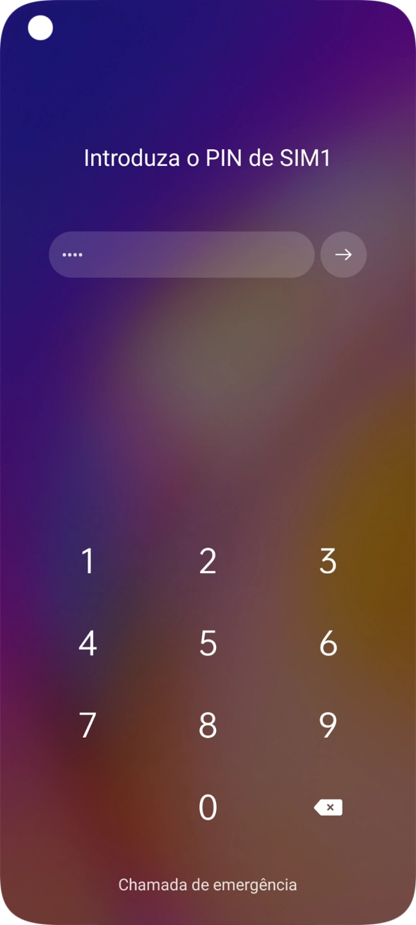 Se necessário, introduza o código PIN e prima a seta para a direita.