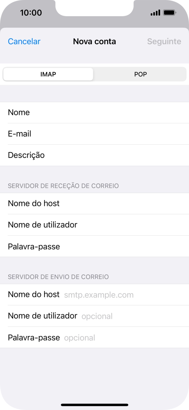 Prima Nome do host e insira smtp.vodafone.pt.