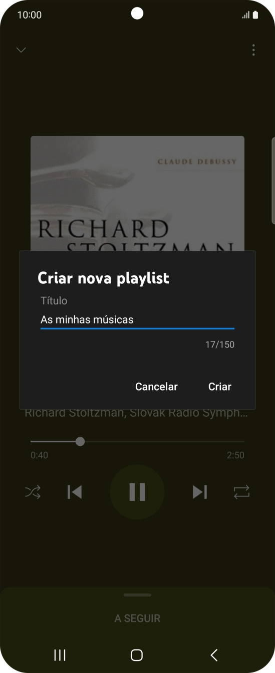 Introduza o nome pretendido para a lista de reprodução e prima Criar.