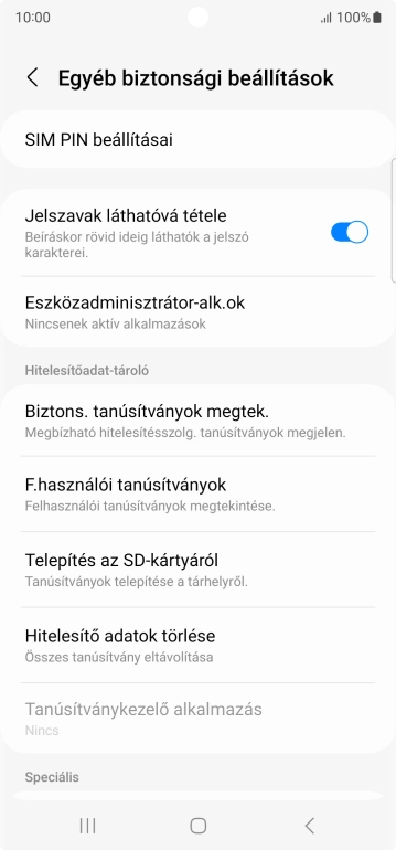 Válaszd a SIM PIN beállításai lehetőséget.