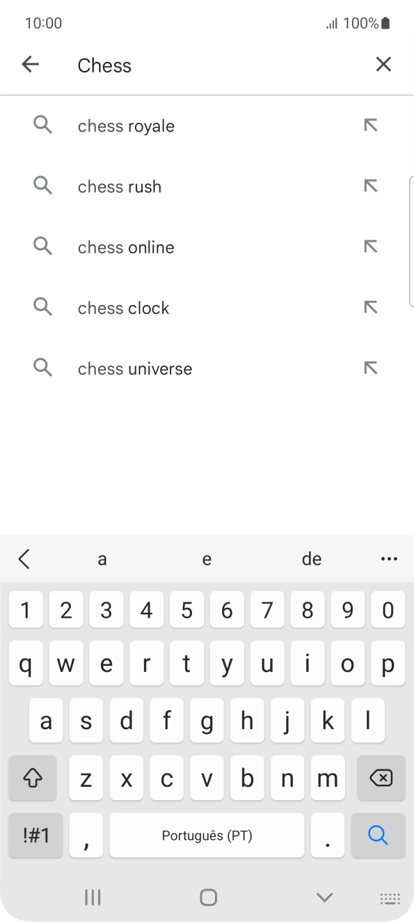 Introduza o nome ou categoria da app pretendida e prima o ícone para pesquisar.