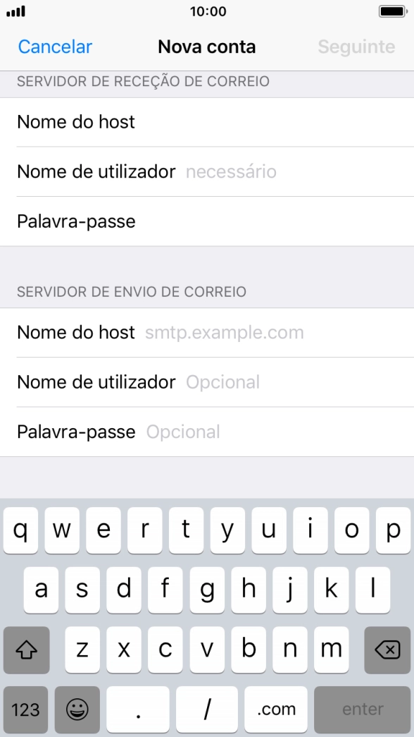 Prima Nome de utilizador e introduza o nome de utilizador da sua conta de e-mail na Vodafone.