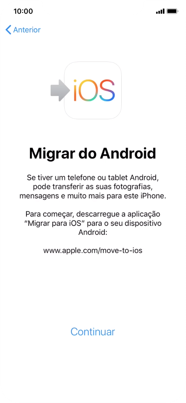 Antes de ser possível transferir conteúdo para o seu telefone, é necessário instalar a app 