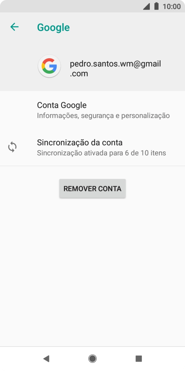 Prima Sincronização da conta.