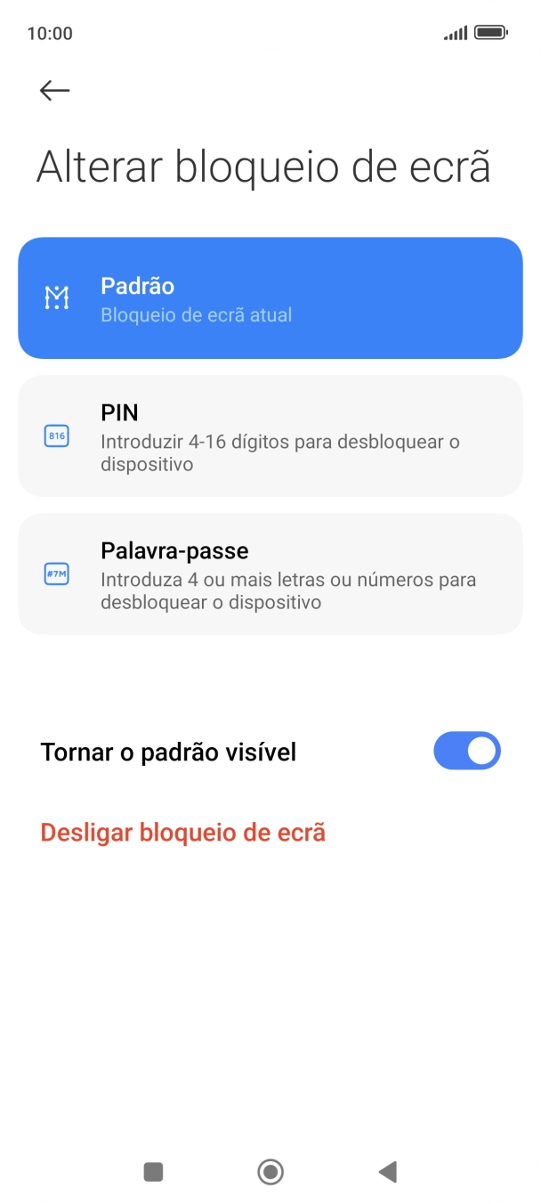 Prima Desligar bloqueio de ecrã e introduza o código adicional de bloqueio do telefone que criou anteriormente.