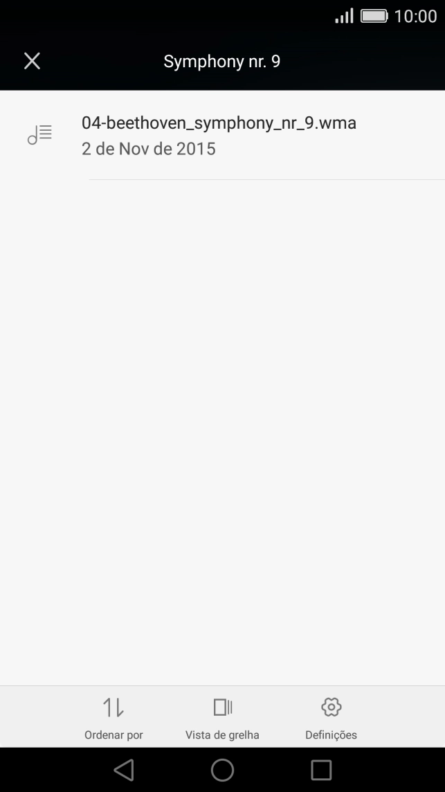 Prima o ficheiro de áudio pretendido.