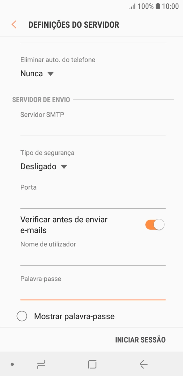Prima INICIAR SESSÃO.