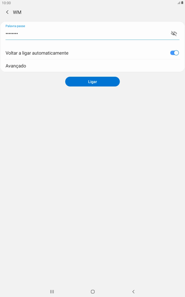 Introduza a password da rede Wi-Fi e prima Ligar.