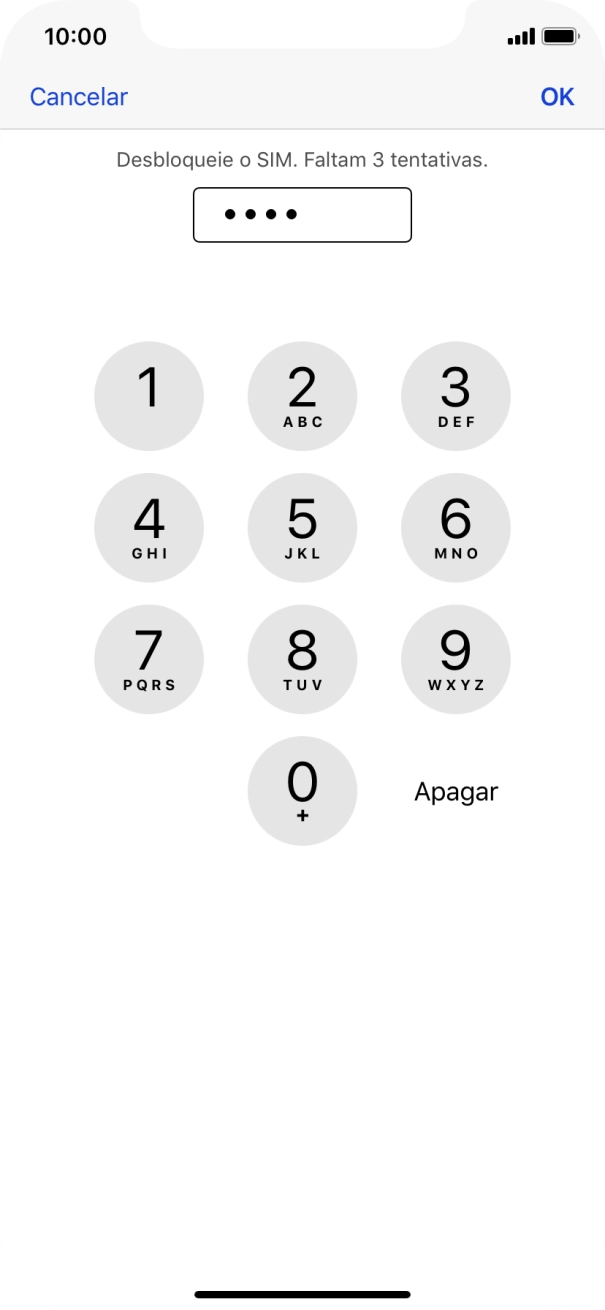 Introduza o seu código PIN e prima OK.