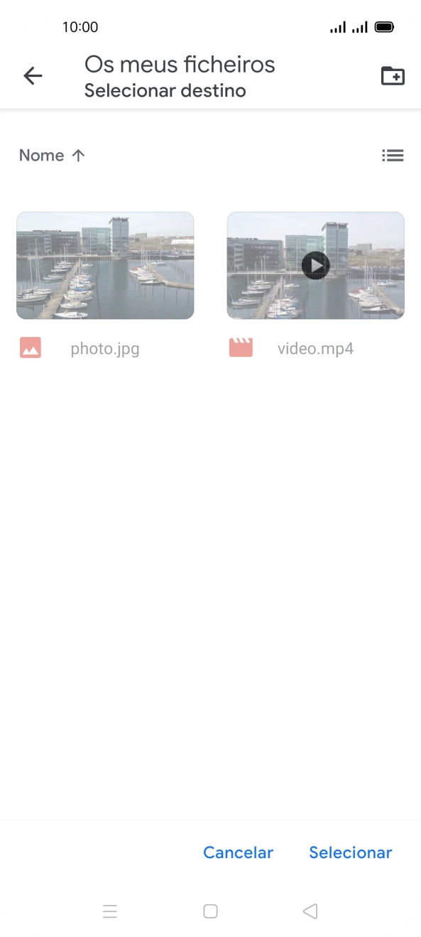 Se quiser criar uma nova pasta, prima o ícone de nova pasta e siga as indicações no ecrã para criar uma nova pasta.