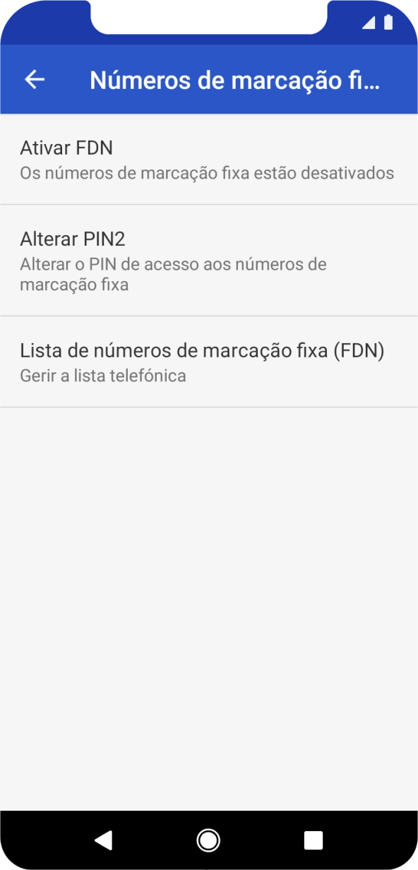 Prima Activar FDN para ativar a marcação permitida.