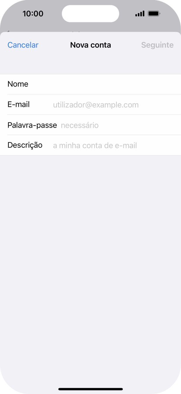 Prima E-mail e introduza o seu endereço de e-mail.